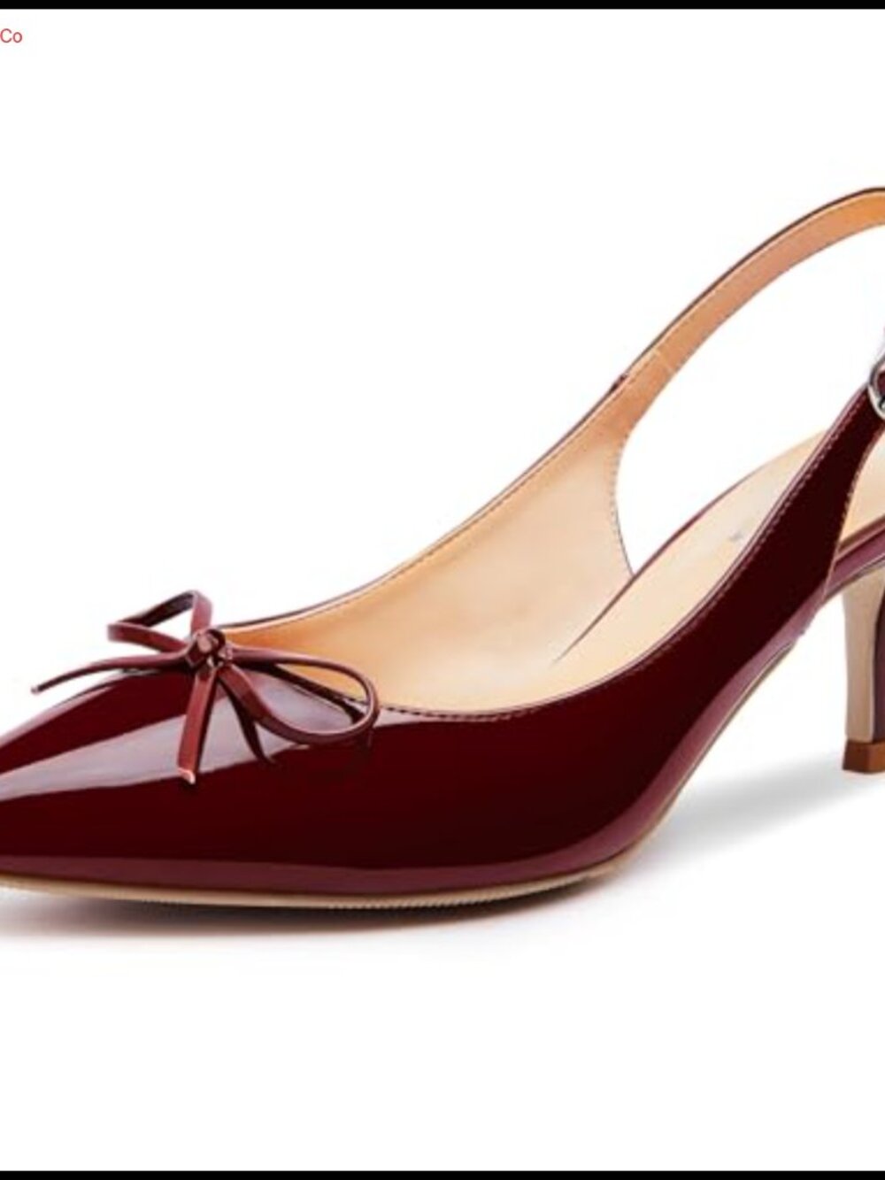 Slingback Kitten Heels Pointed Toe Dress Pumps with Bow